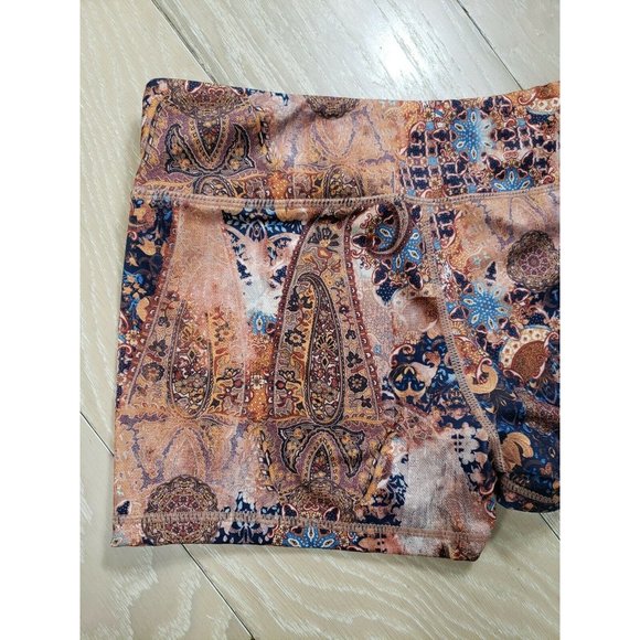 Women's Small Biker Shorts Strong Compression Crazy Paisley All Over Print Gym - Picture 6 of 7